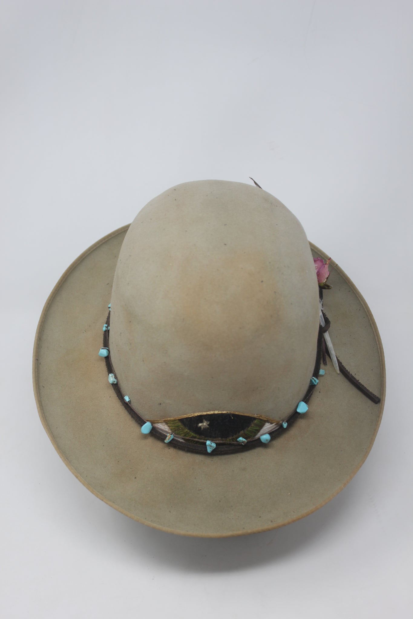 Ready To Ship Lone Hawk Hand Embroidered "Eye-Conic" Hat  Size XS 6. 3/4