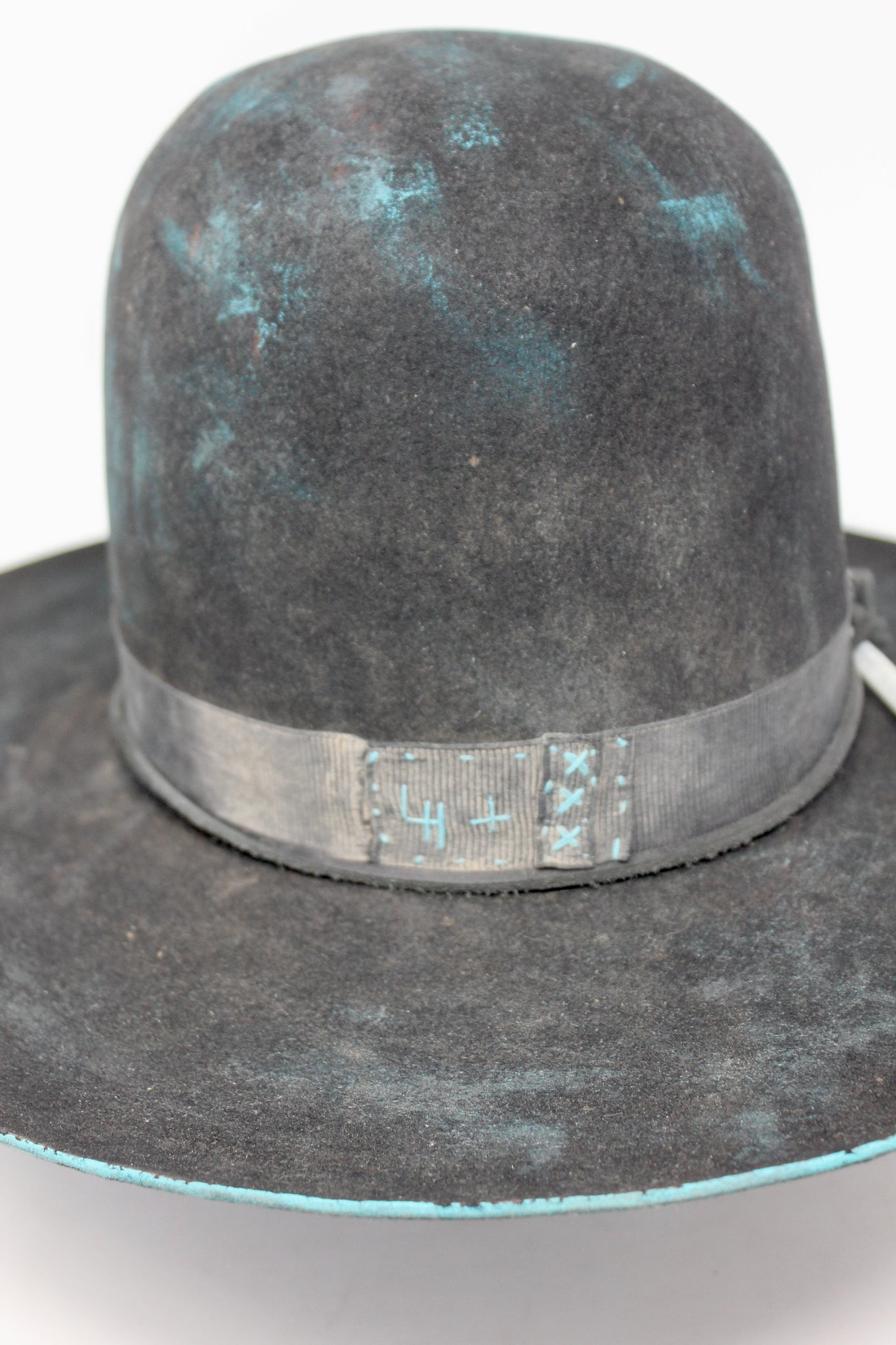READY TO SHIP "Turquoise Hawk" Hand Painted Open Crown Size 7.5 Large