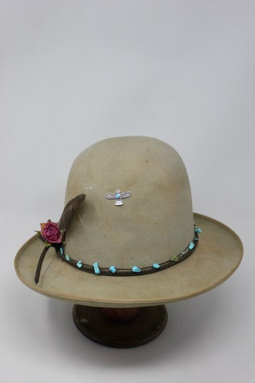 Ready To Ship Lone Hawk Hand Embroidered "Eye-Conic" Hat  Size XS 6. 3/4
