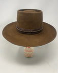 Handmade Spencer Dutton hat from the 1923 series in dark brown beaver felt with an outer laced leather band.