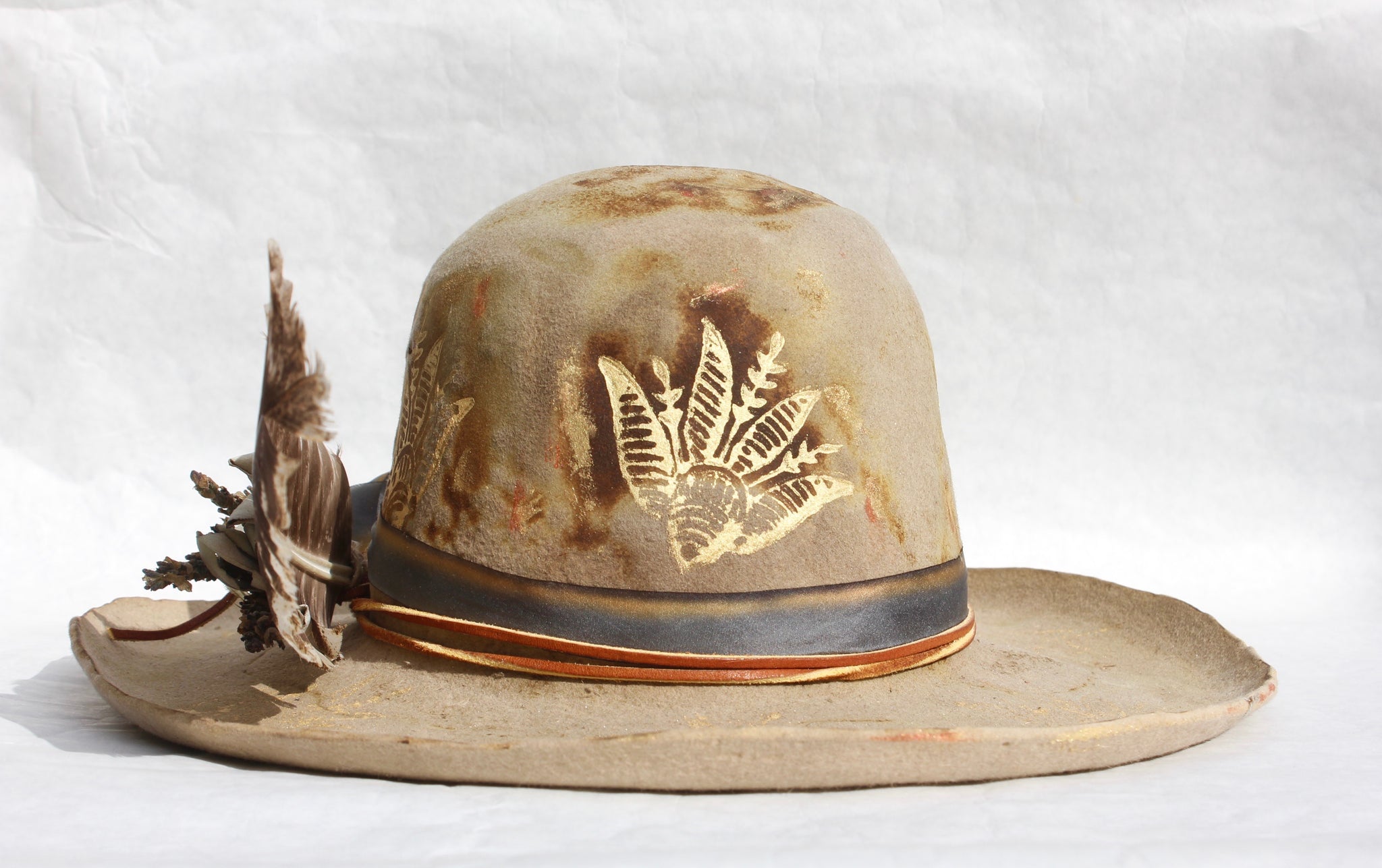 Lone Hawk "The Gold Rush" Handmade Block Printed Custom Hat