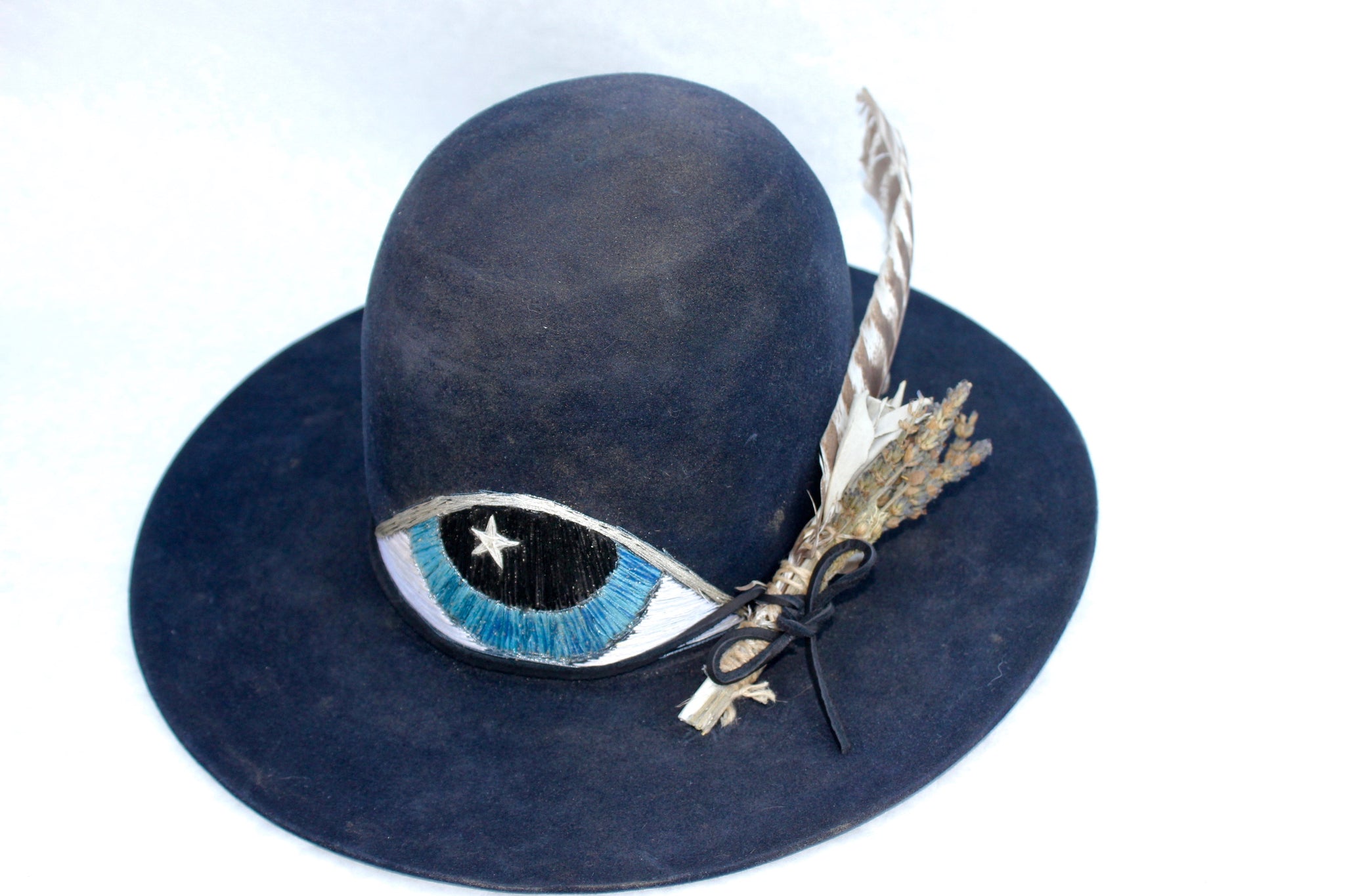 "The Eye of Enlightenment" Embroidered One-of-A-Kind Lone Hawk Hat