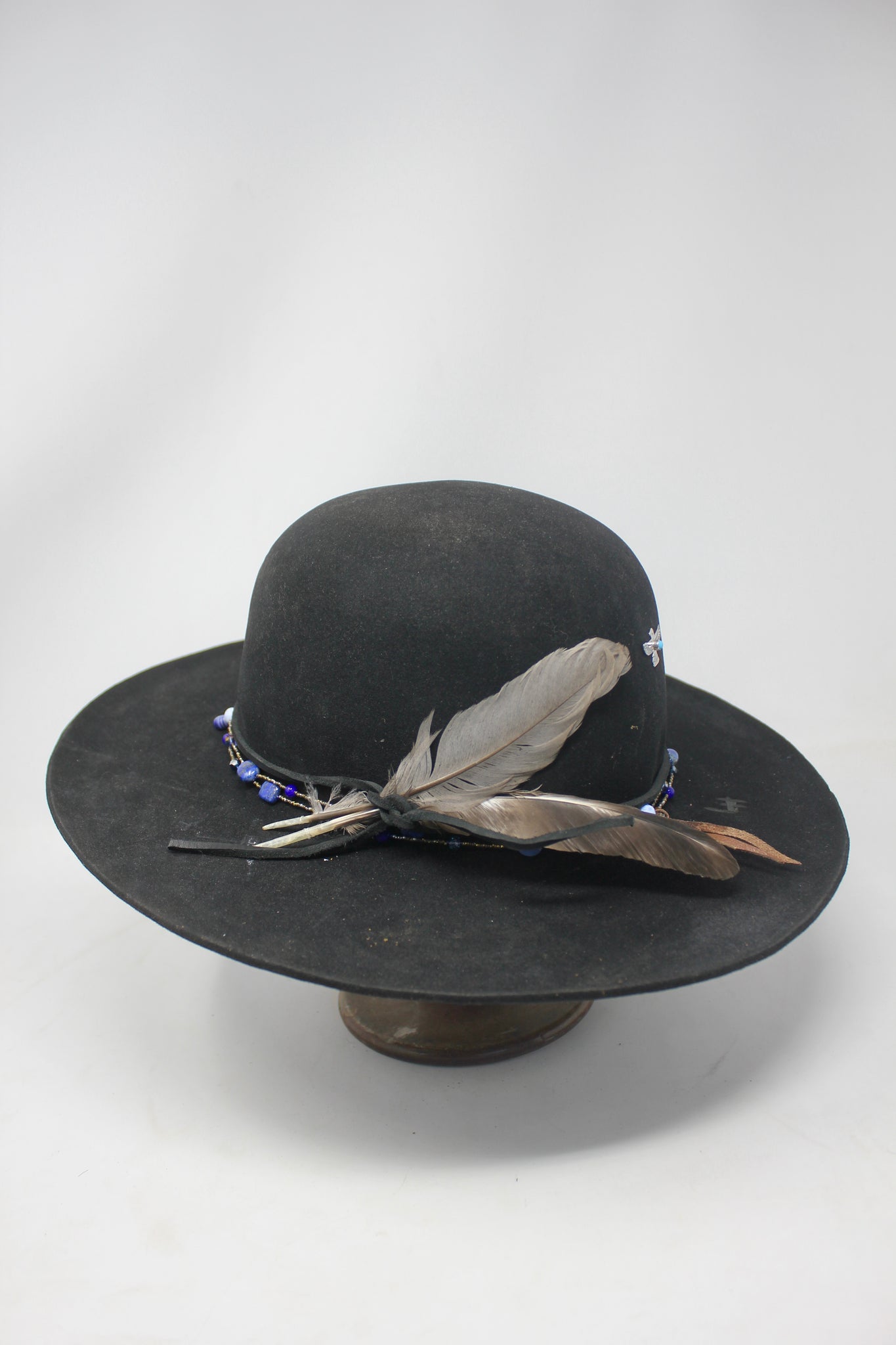 Ready to Ship "Mazzy Hawk" Hand Crafted Lone Hawk Beaver Hat Open Crown Size Small 6 7/8 to 7