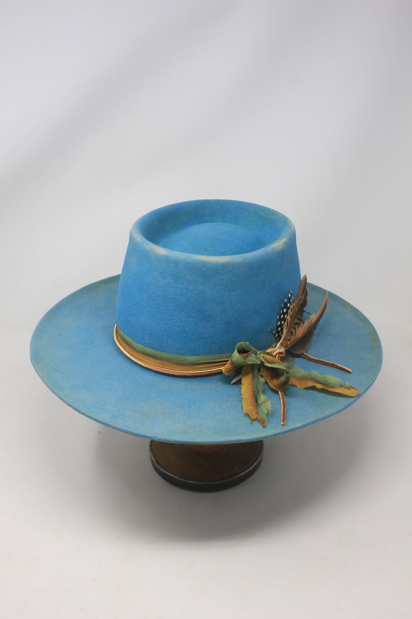 “Turquoise Trail” Hand Dyed One of a Kind Lone Hawk Hat 7 1/4 to 7 3/8