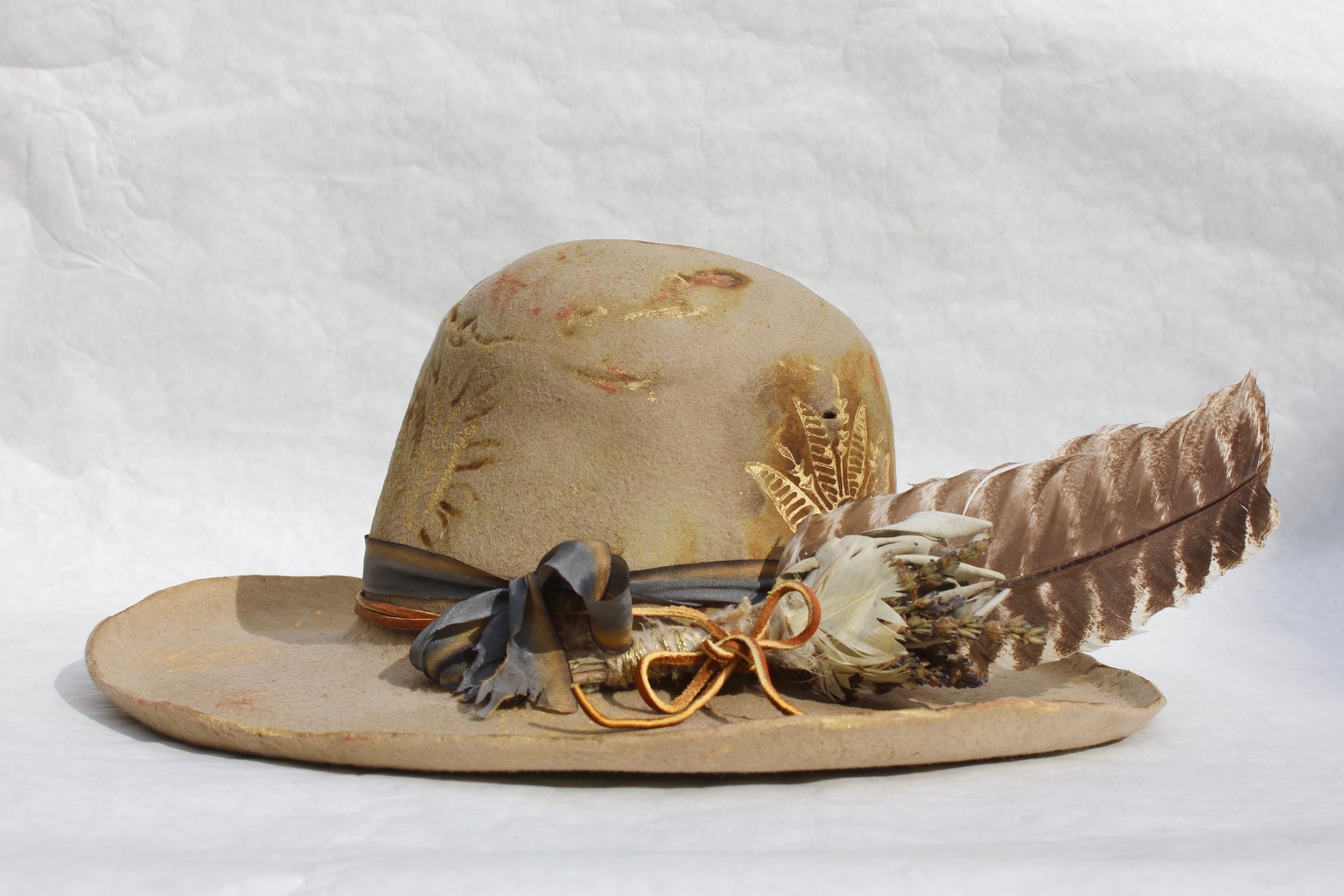 Lone Hawk "The Gold Rush" Handmade Block Printed Custom Hat